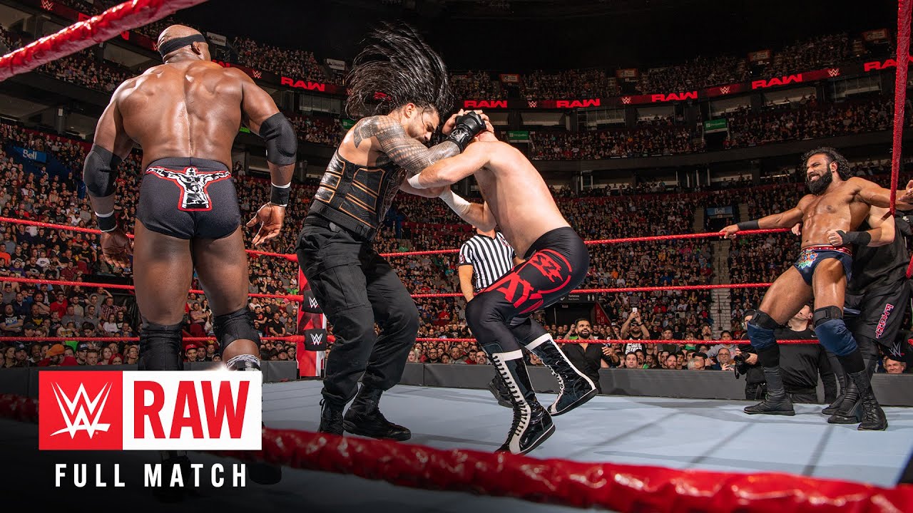 FULL MATCH: Reigns, Strowman u0026 Lashley Vs. Owens, Zayn u0026 Mahal: Raw, April 30, 2018