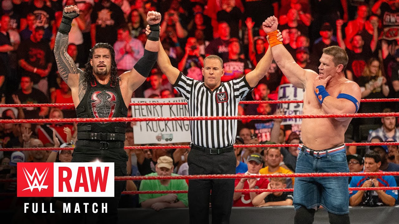 FULL MATCH: John Cena u0026 Roman Reigns Vs. The Miz u0026 Samoa Joe: Raw, August 21, 2017