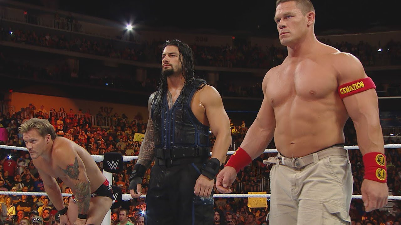 John Cena u0026 Roman Reigns Demolish Kane With The Authority Looking On: Raw, Sept. 1,  2014