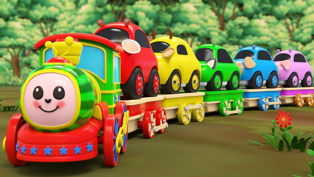 Cocomelon Color TRAIN The Wheels On The Bus + More Nursery Rhymes u0026 Kids Songs