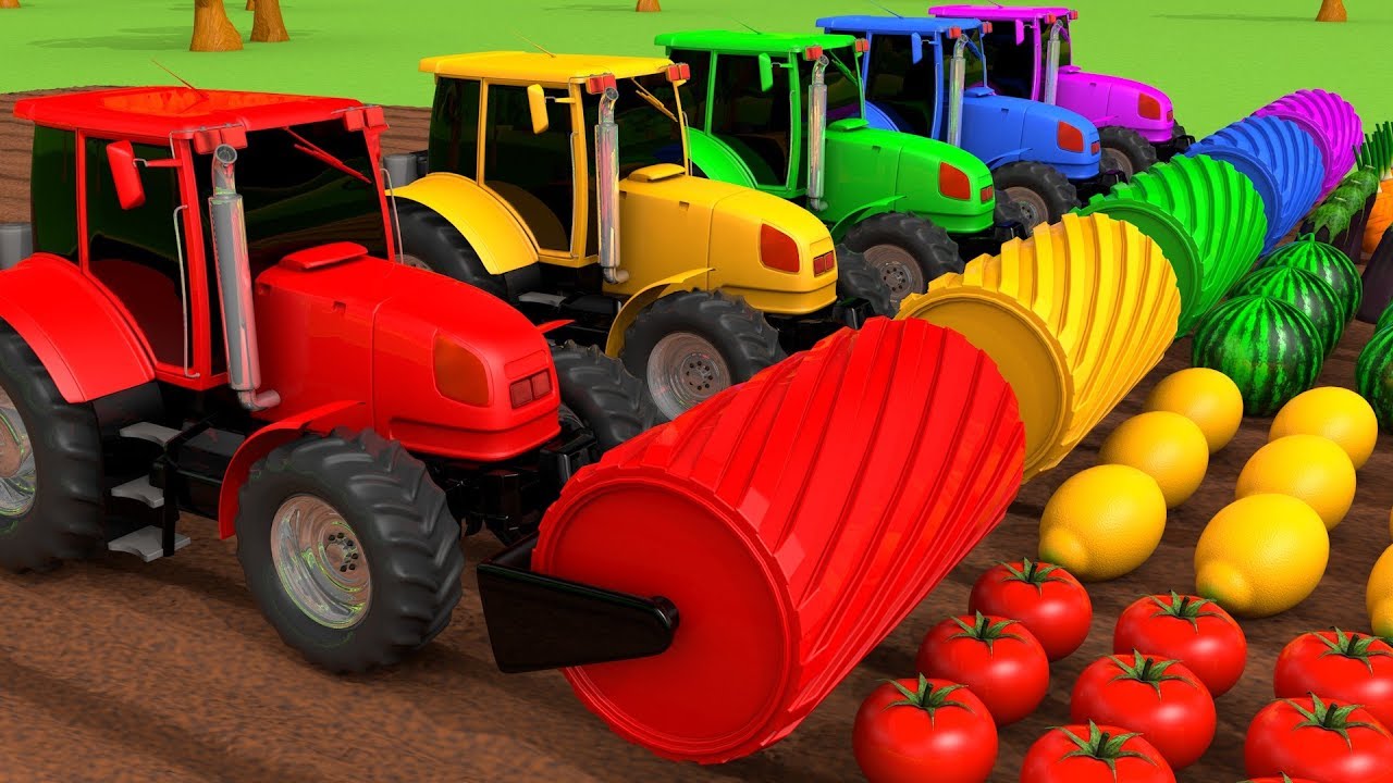 Harvesting Fruits And Vegetables With Tractors Learn Colors For Kids Children | ZORIP