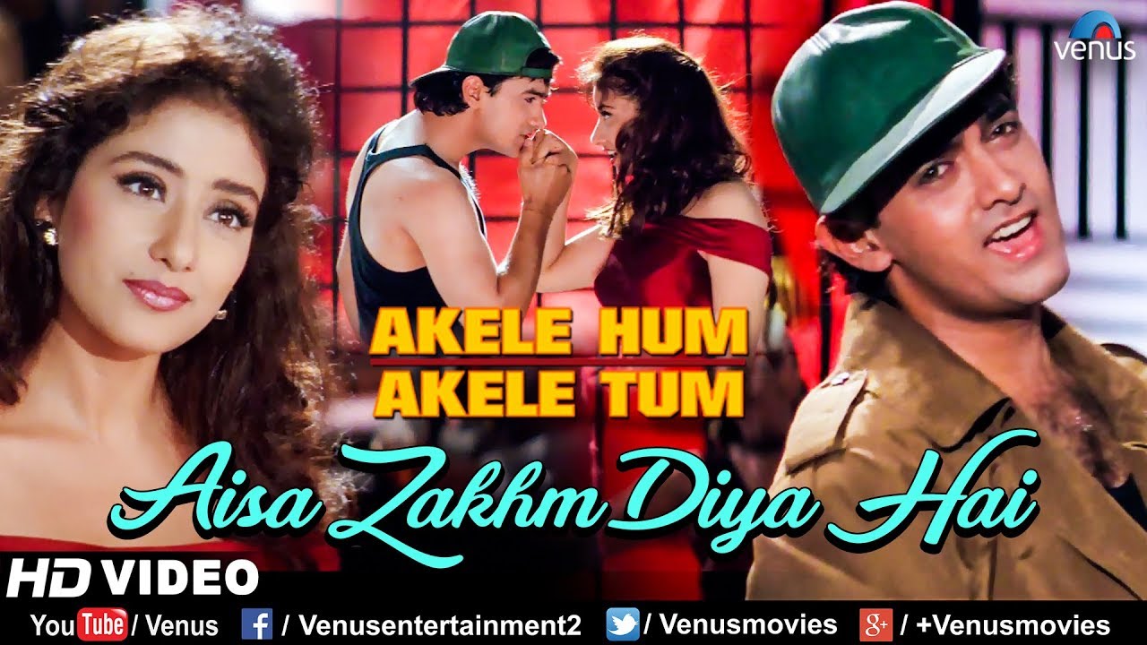 Aisa Zakhm Diya Hai – HD VIDEO SONG | Aamir Khan u0026 Manisha| Akele Hum Akele Tum| 90’s Best Love Song