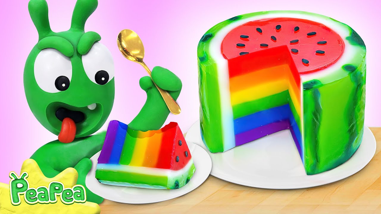 Making Watermelon Rainbow Jelly – Educational Video For Kids – PeaPea Channel