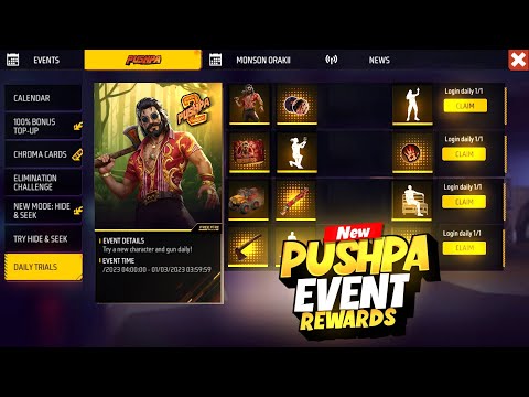 FREE FIRE × PUSHPA 2 EVENT FULL DETAILS | HOW TO GET PUSHPA EMOTE?