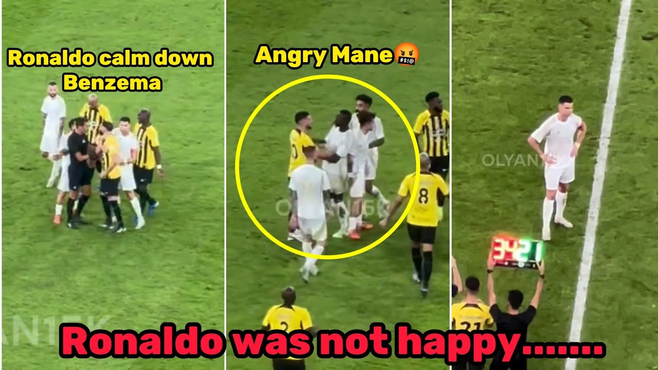 Cristiano Ronaldo Reaction Towards Karim Benzema During Al Nassr Vs Al Ittihad Clash