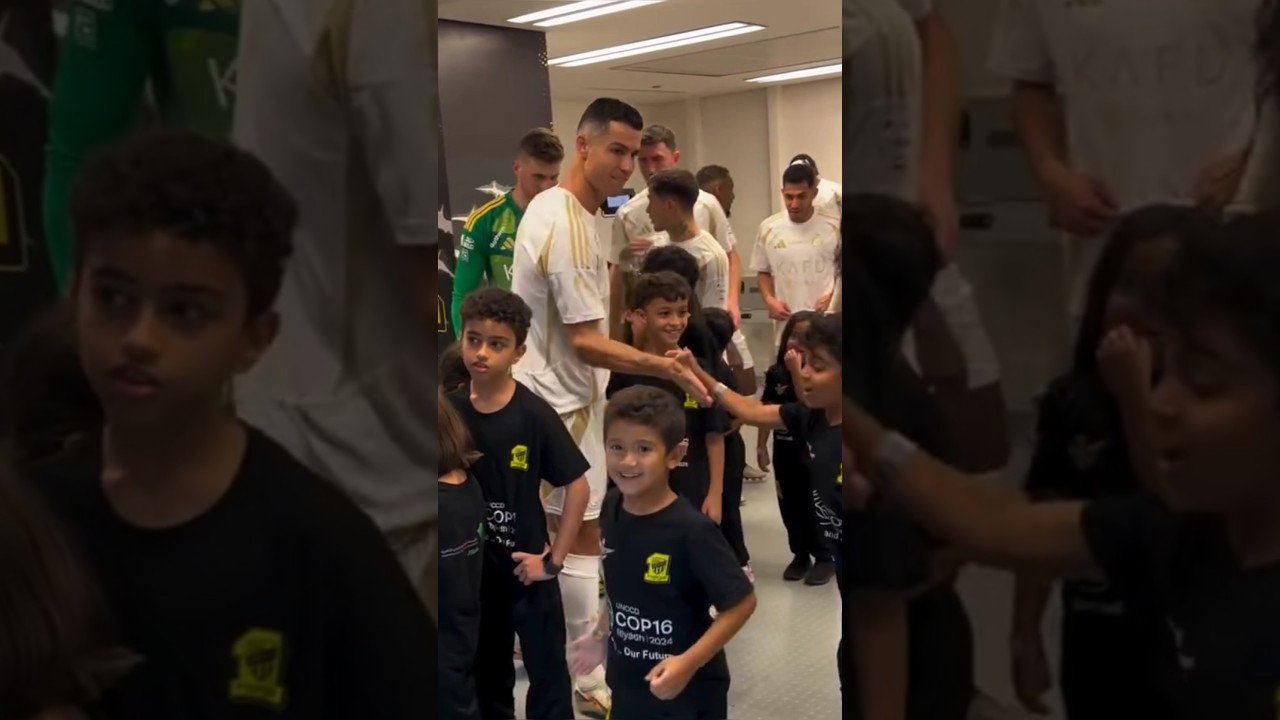 Cristiano Ronaldo With His Little Fans Before Game Al-Ittihad ❤