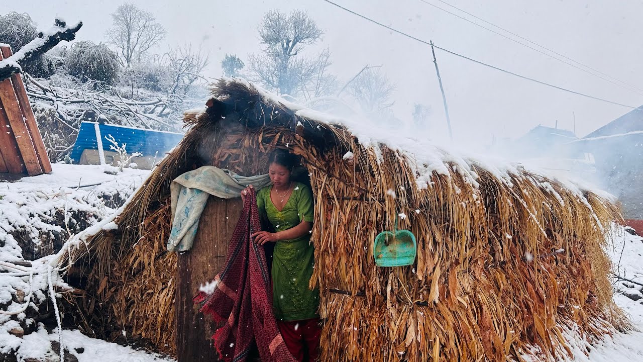 Best Life In The Nepali Himalayan Village During The Winter । Documentary Video Snowfall Time