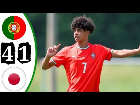 Portugal Vs Japan (4-1) U-15 Highlights | Cristiano Ronaldo Jr GOALS u0026 Skills! ⚽