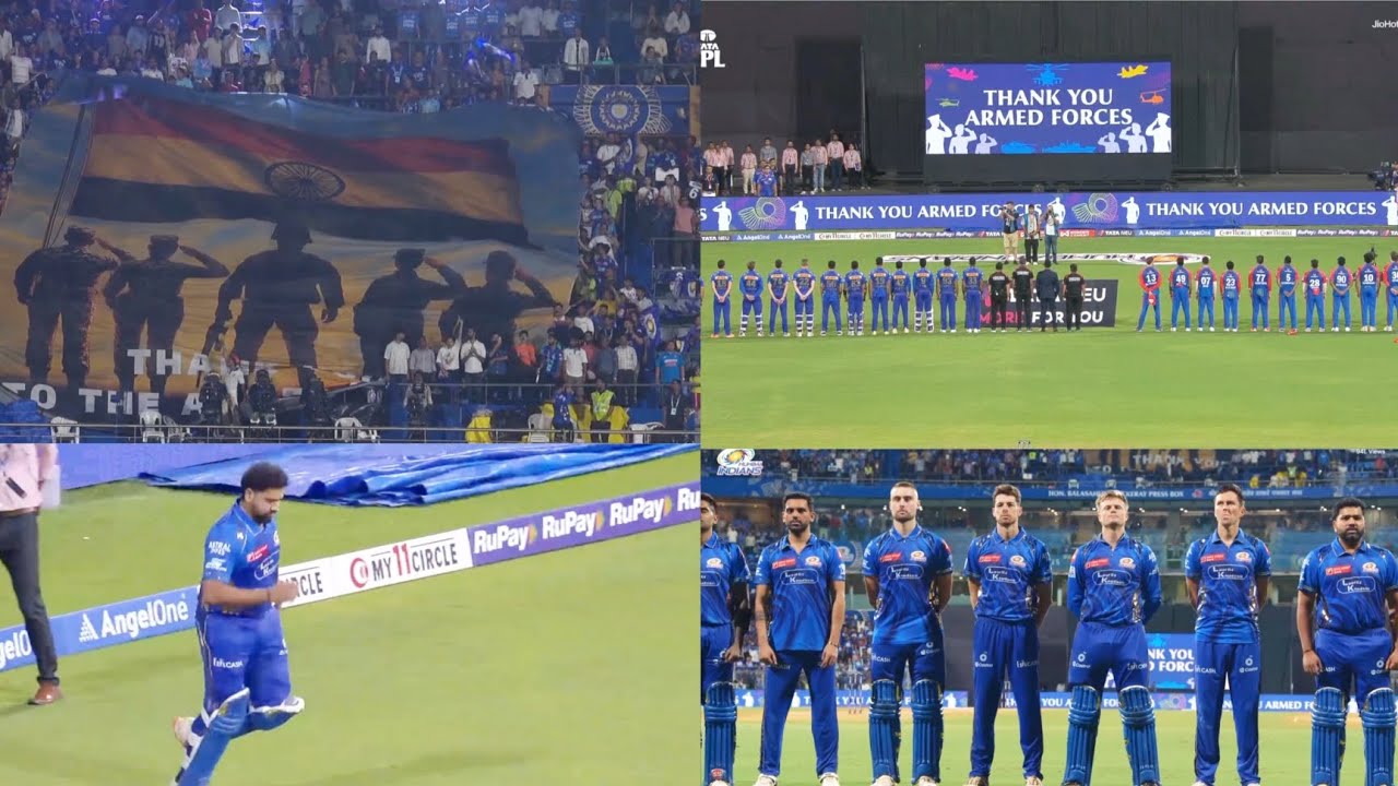 Rohit Sharma, Mumbai Indians u0026 Delhi Capitals Honoured Indian Armed Forces At Wankhede Stadium