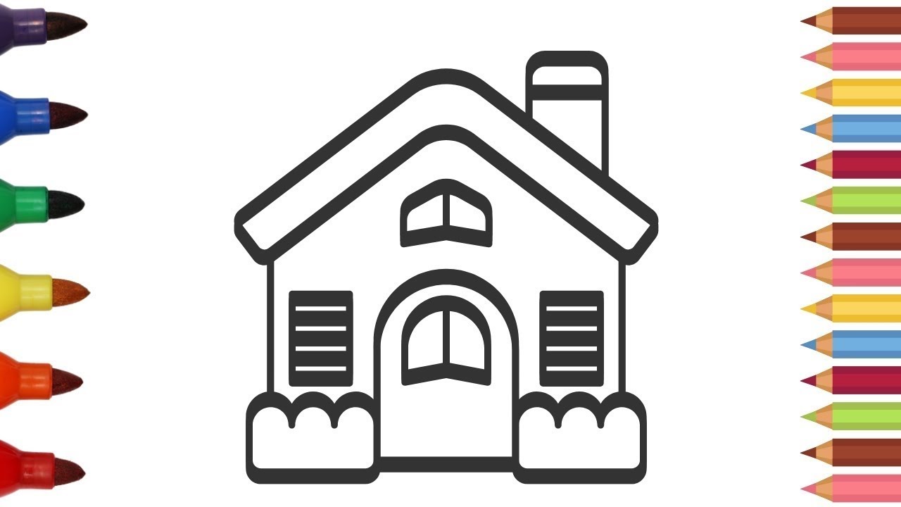 How To Draw Cute House Drawing, Painting u0026 Coloring For Kids And Toddlers_Child Art🎨🏠🌈