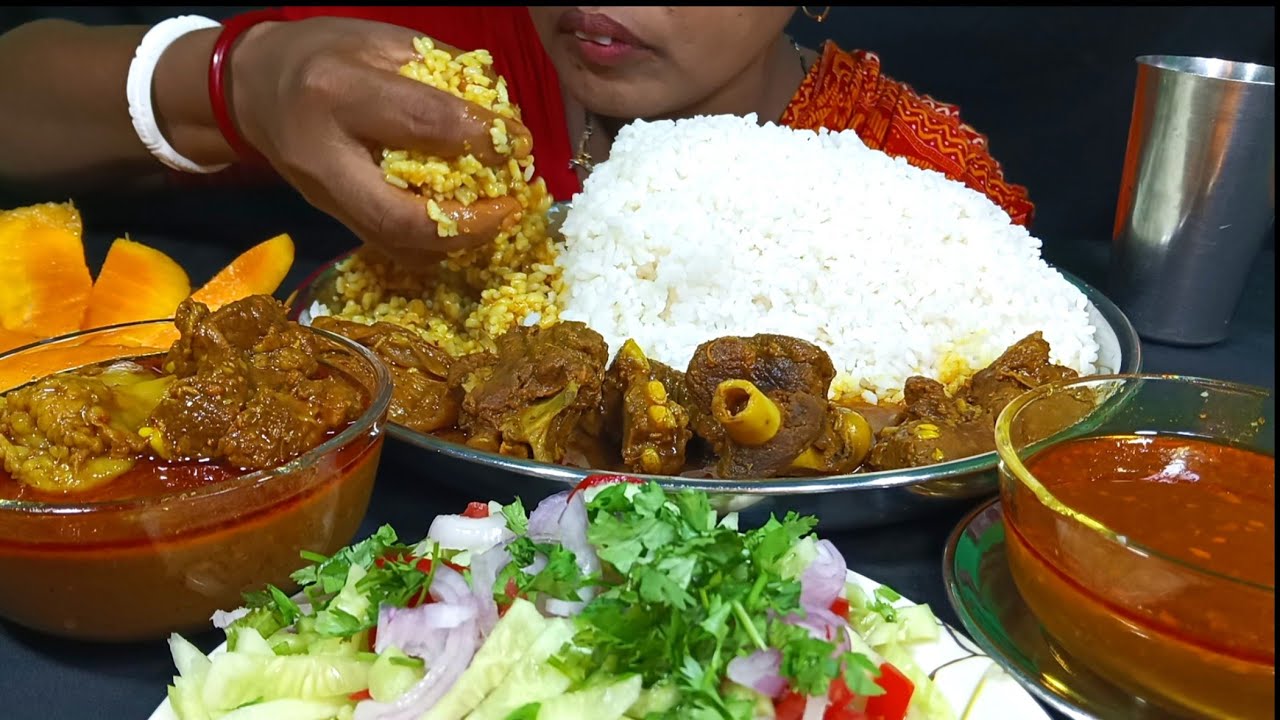 EATING SPICY 🔥🥵 MUTTON KOSHA WITH RICE AND MANGO, ASMR, MUKBANG, EATING SHOW