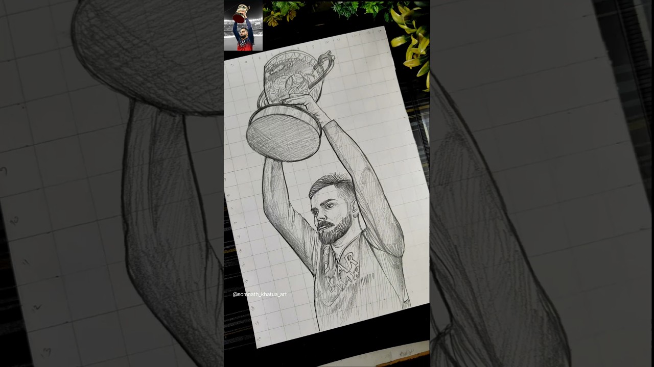 RCB Virat Kohli Drawing With IPL Champion Trophy🏆❤️✍️ #shorts #rcb #ipltrophy #viratkohli #ipl2025